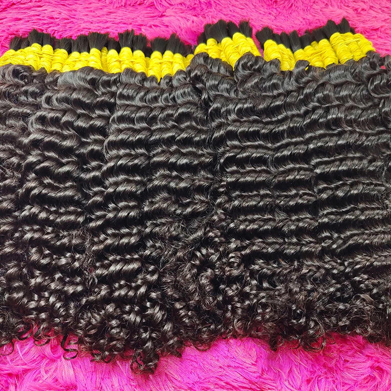 Perruque Cheveux Indiens Humains Bouclés pour Tressage, Extensions de Cheveux Humains, Deep At Wave, 100% Vrac