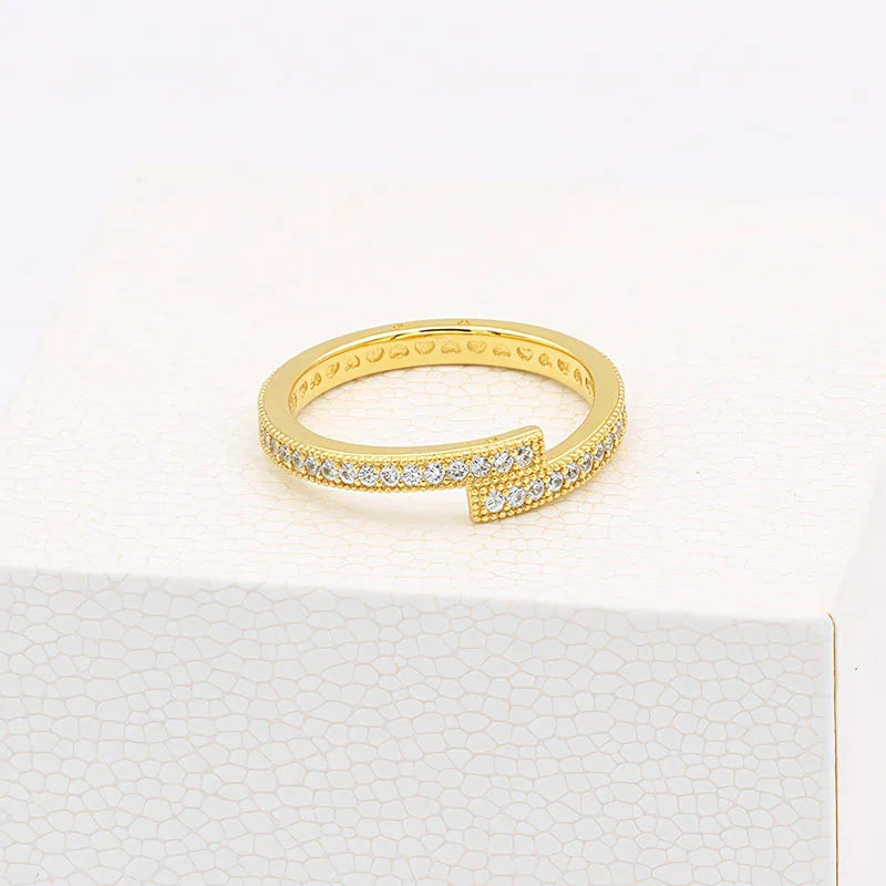 Bague en argent plaqué or 18 carats pour femmes, en forme de cœur, en Zircon, bijoux fins, cadeaux d'anniversaire, de saint-valentin, 925