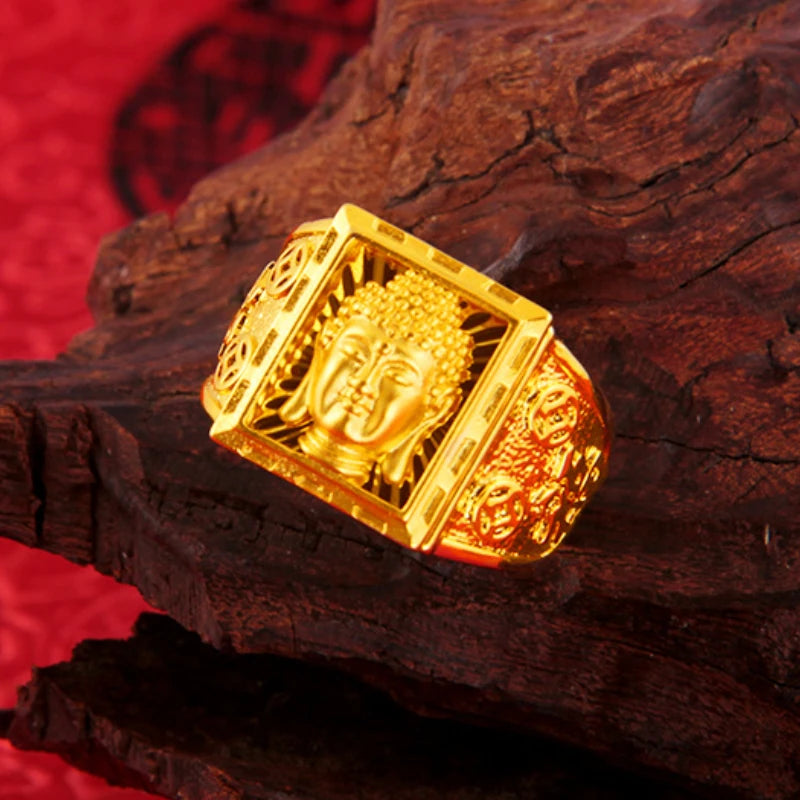 Véritables matiques en or 18 carats pour hommes, matiques de document, père, frère, tête de bouddha, religion, ne se décolore pas, bijoux fins, cadeaux, 100%