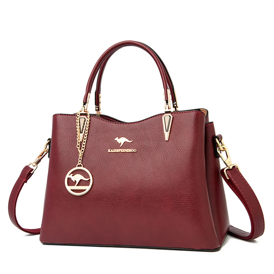 Sac à Main de Luxe en Cuir Souple pour Femme, Sacoche à Bandoulière de Styliste à 3 Couches, Fourre-Tout de Grande Capacité, 2022
