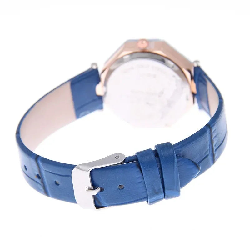 Créatif Design décontracté femmes Montre bracelet en cuir bleu Montre multicolore analogique Quartz montres dames Reloj Mujer Montre Femme