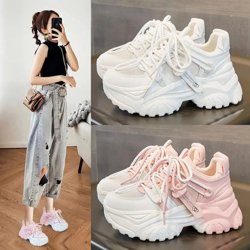 Baskets Femme Plateforme - Chaussures Décontractées Printemps