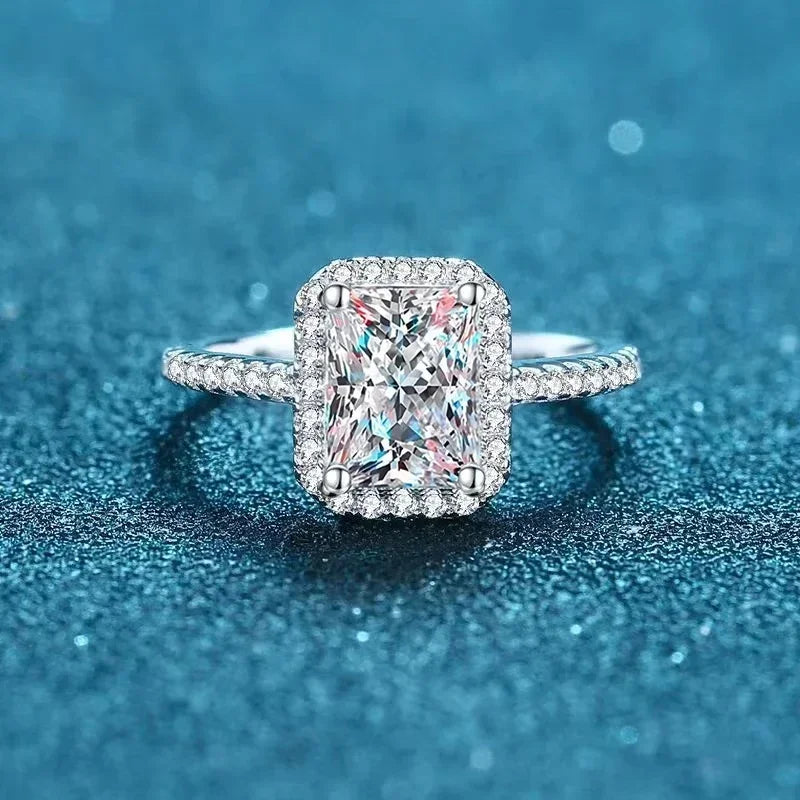 NeeTim – bague Moissanite 2 carats pour femmes, diamant taille émeraude rayonnante, argent Sterling 925 avec bracelet de mariée plaqué or 18 carats