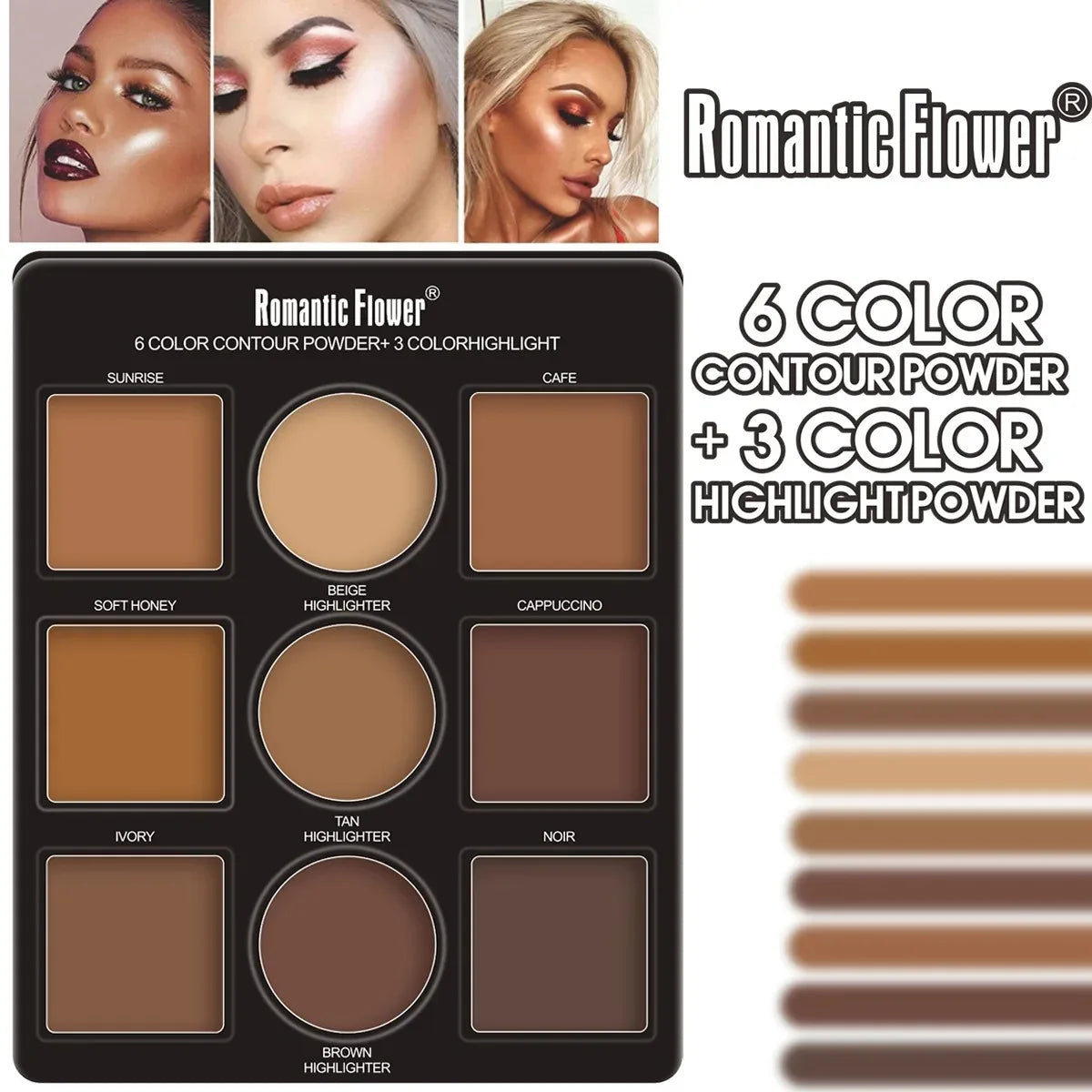 Kit de Palette de maquillage 9 couleurs, 1 pièce, 6 couleurs de Contour et 3 couleurs, outils de beauté imperméables longue durée pour le maquillage des femmes