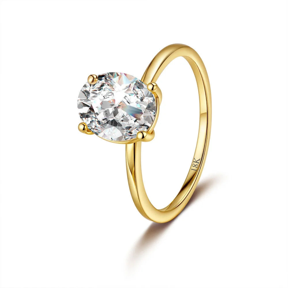 Bague Ovale Or 18K Moissanite 2ct - Sertissage 4 Griffes Premium