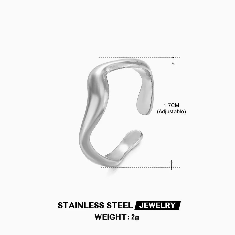 Bague en forme de cœur en acier inoxydable pour femmes, couleur or, anneau creux en métal, Bijoux étanches, cadeau pour petite amie
