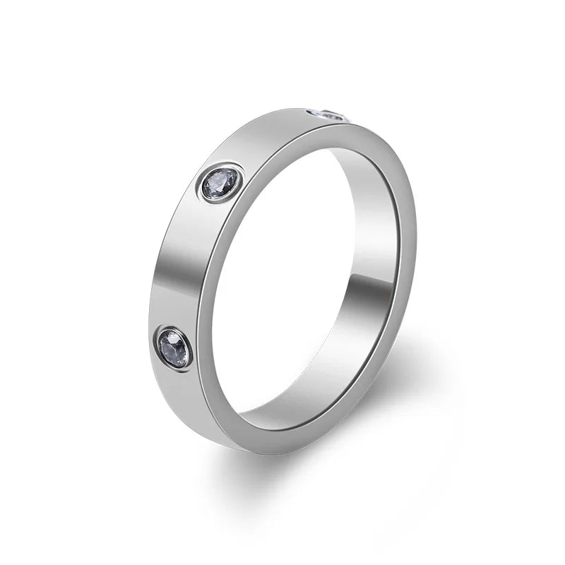 Bague Unisexe Zircon Acier Inoxydable - Tendance Luxe 2025