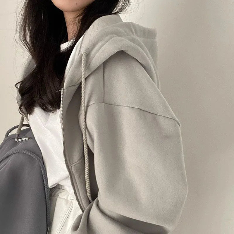 Sweat à Capuche Femme Court - Hoodie Streetwear Y2K Automne Hiver