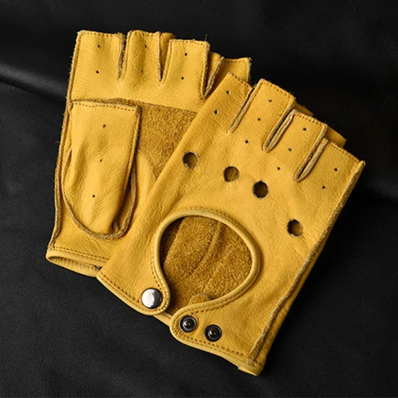 Gants en cuir PU pour hommes, mitaines, conduite, fitness, moto, cyclisme, peau de chèvre