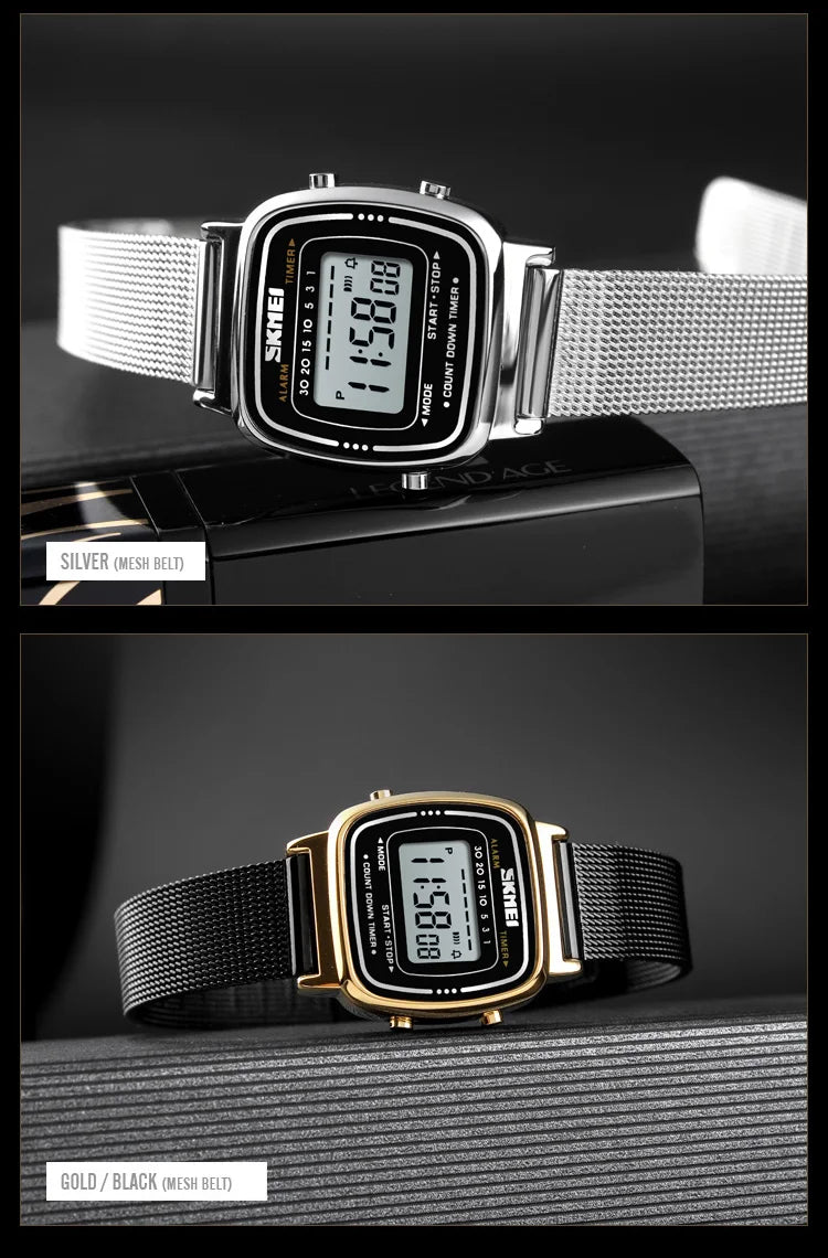 SKMEI 1901 luxe femmes montres petit cadran numérique Chrono calendrier Montre étanche dames Montre-bracelet horloge Montre femme 1620