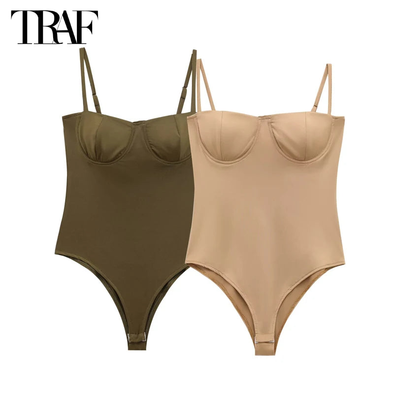 MUJER Sexy Satin Body Femmes Dos Nu Bustier Top Femmes Sexy Tenues Lingerie Bodys pour Femmes Sans Manches Femmes Top Body
