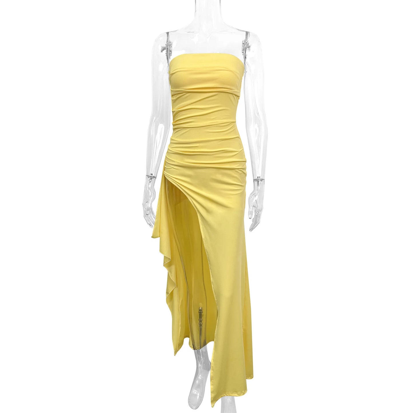 Robe de Soirée Élégante Lencensa - Dos Nu Volants Fente Maxi 2025