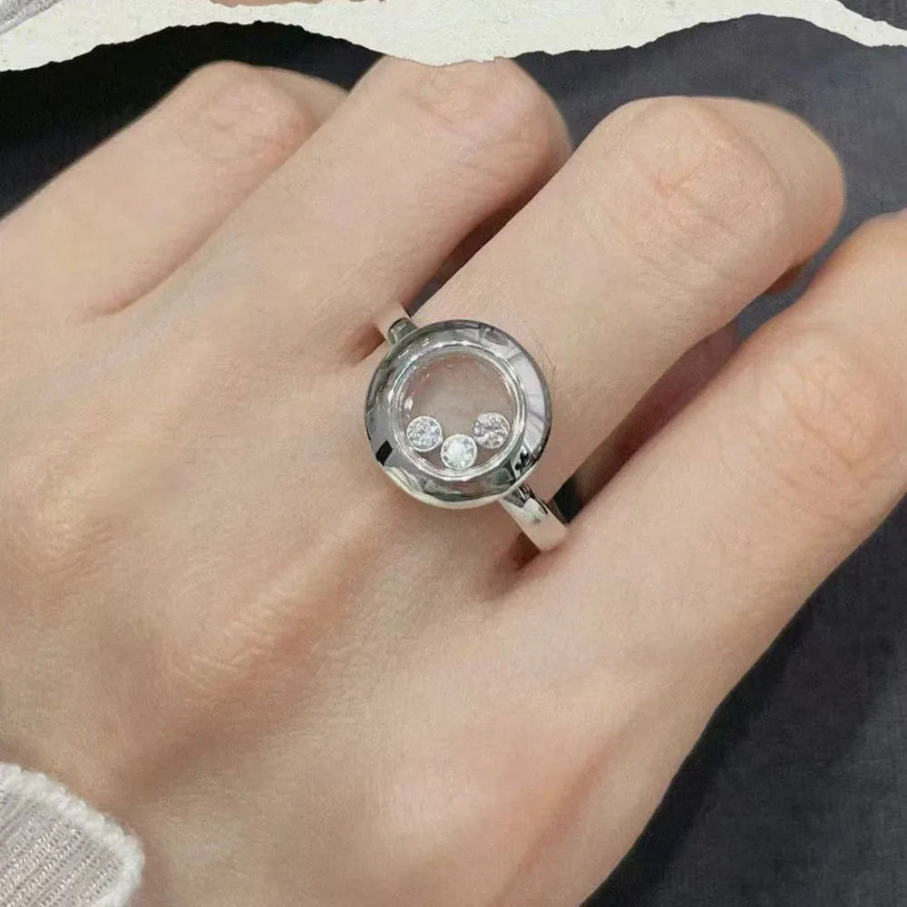 Bague Zircone Mobile Femme - Pierre Qui Bouge Haute Qualité