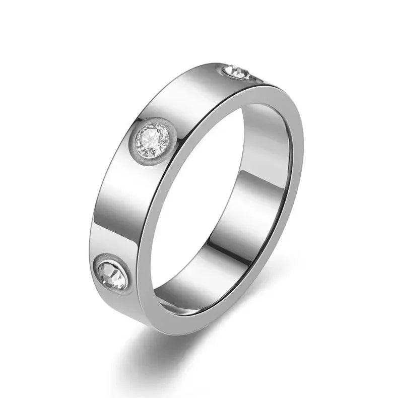 Bague Unisexe Zircon Acier Inoxydable - Tendance Luxe 2025