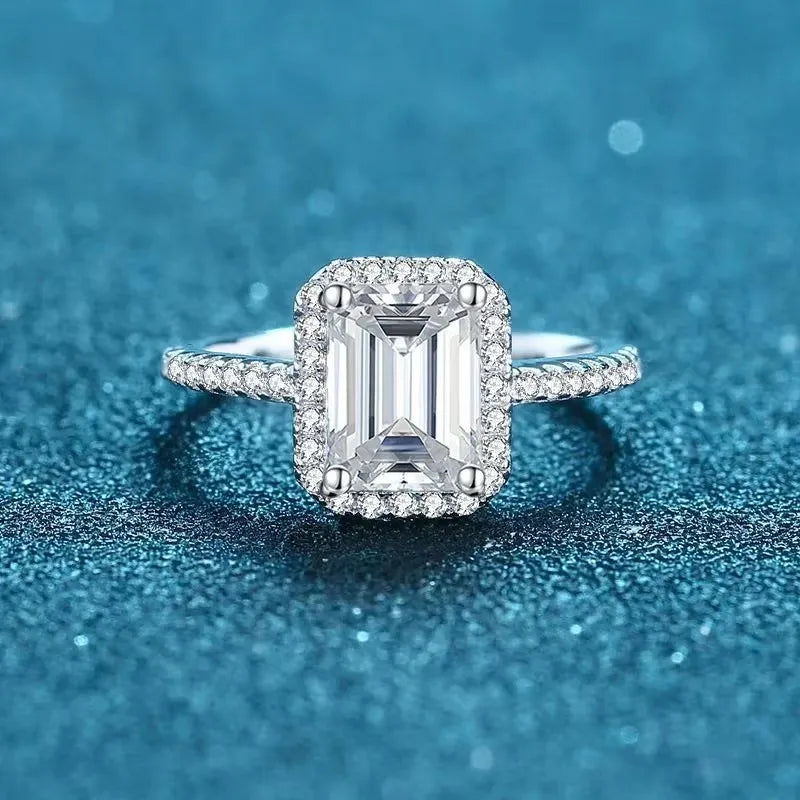 NeeTim – bague Moissanite 2 carats pour femmes, diamant taille émeraude rayonnante, argent Sterling 925 avec bracelet de mariée plaqué or 18 carats