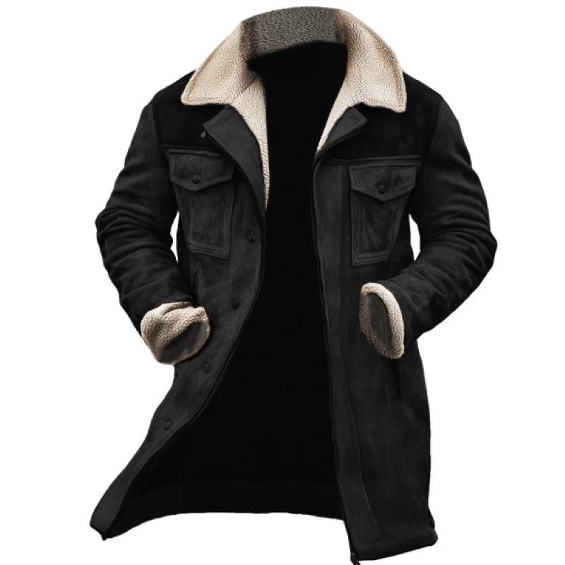 Veste Daim Premium Lencensa - Vintage Polaire Agneau Multi-Poches - Qualité Exceptionnelle