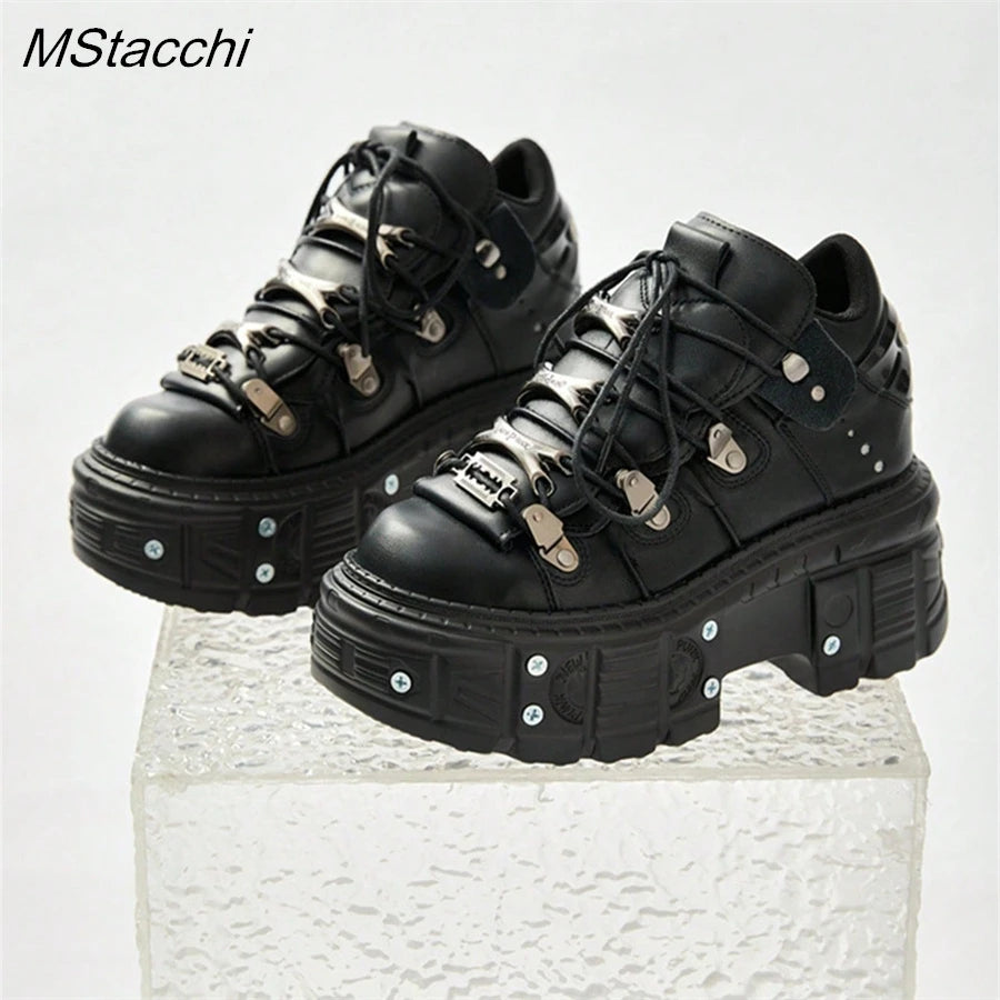 Lencensa - Chaussures Gothiques Premium | Baskets Plateforme Rock Punk de Qualité Supérieure