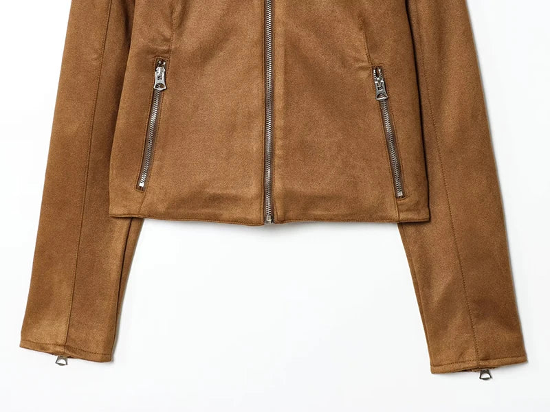 RAFZNB lencensa femmes vestes courtes manteaux automne hiver mode fermeture éclair décoration à manches longues manteaux Streetwear vêtements de dessus pour femmes hauts - Lencensa