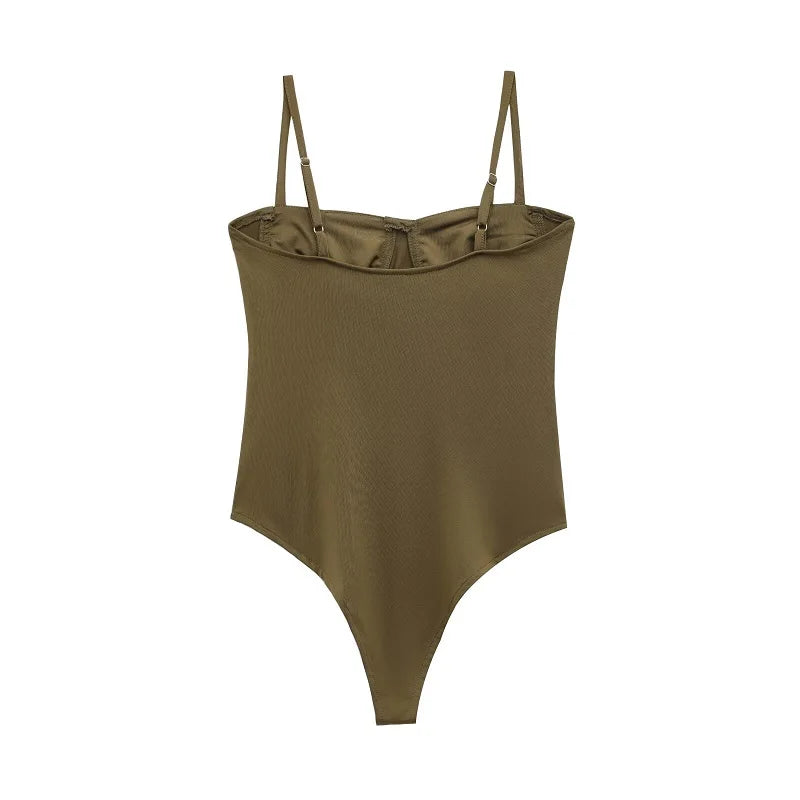 MUJER Sexy Satin Body Femmes Dos Nu Bustier Top Femmes Sexy Tenues Lingerie Bodys pour Femmes Sans Manches Femmes Top Body