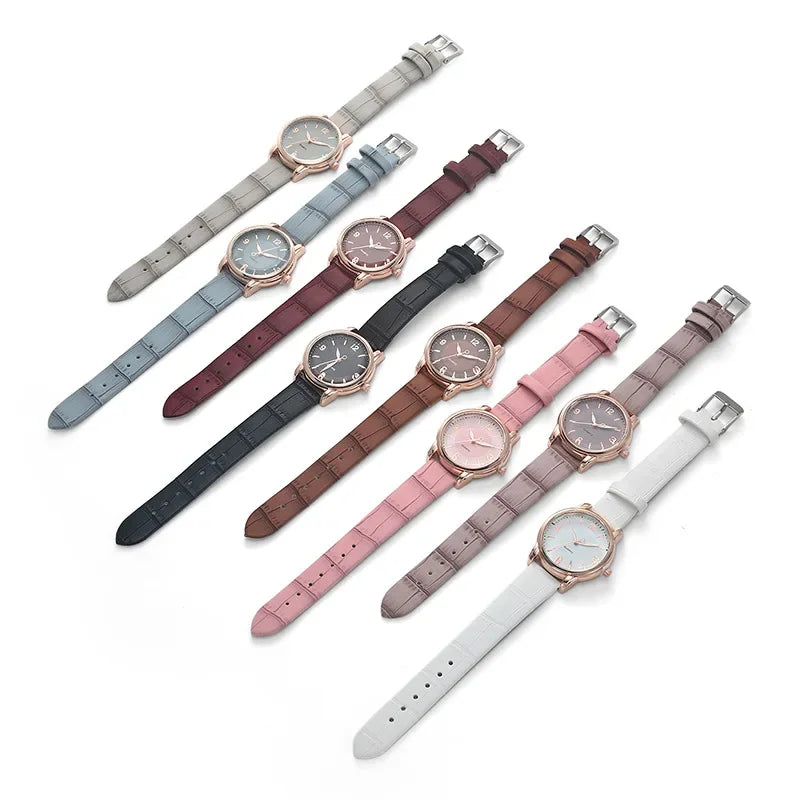Montres de luxe en cuir pour femmes, montre-bracelet à quartz, mode féminine
