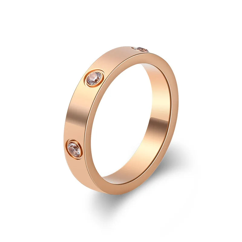 Bague Unisexe Zircon Acier Inoxydable - Tendance Luxe 2025