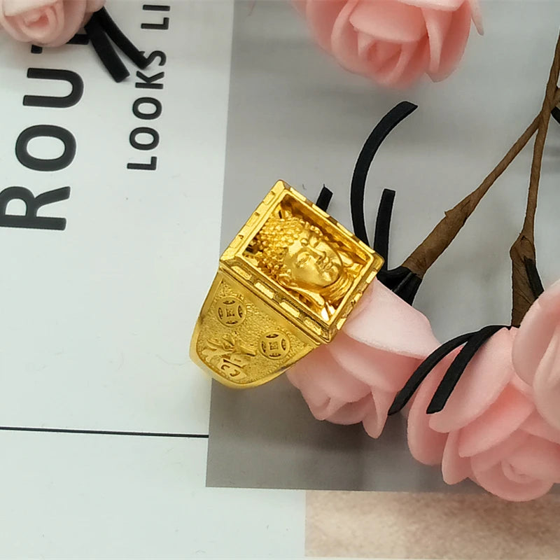 Véritables matiques en or 18 carats pour hommes, matiques de document, père, frère, tête de bouddha, religion, ne se décolore pas, bijoux fins, cadeaux, 100%