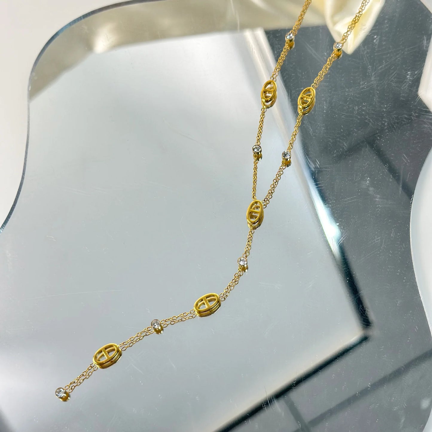 Collier Chaîne Y Acier Titane - Style Français Inaltérable Femme