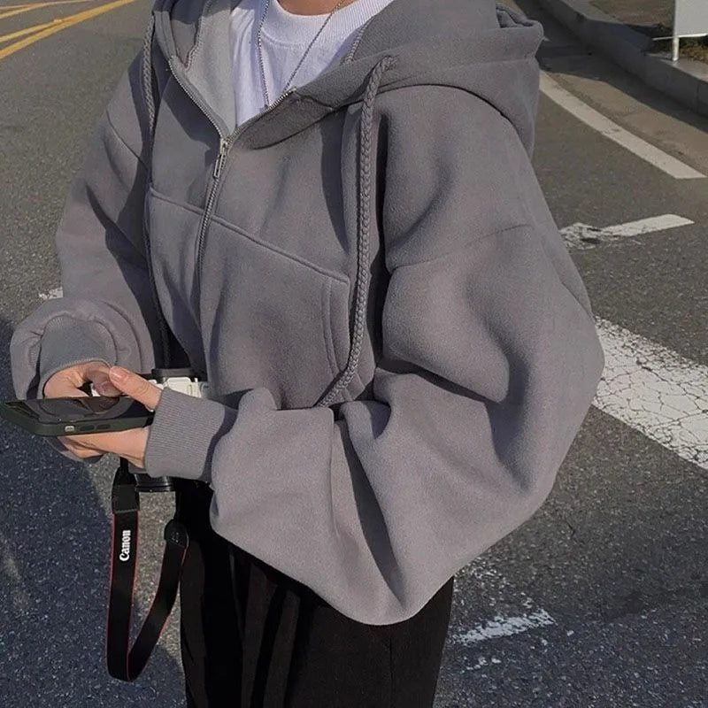 Sweat à Capuche Femme Court - Hoodie Streetwear Y2K Automne Hiver