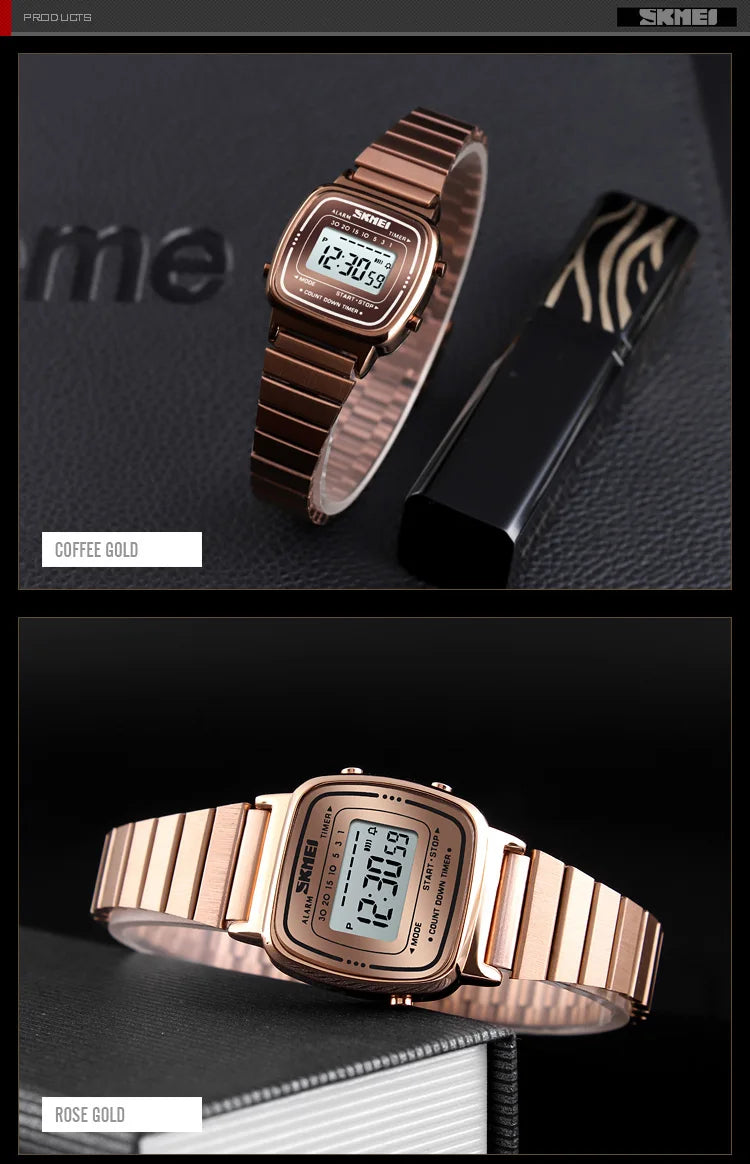 SKMEI 1901 luxe femmes montres petit cadran numérique Chrono calendrier Montre étanche dames Montre-bracelet horloge Montre femme 1620