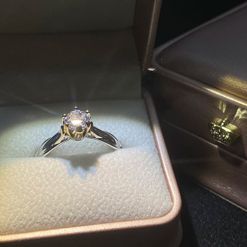 Bague Or 18K Moissanite Naturelle - Bijou Couple Mariage Premium