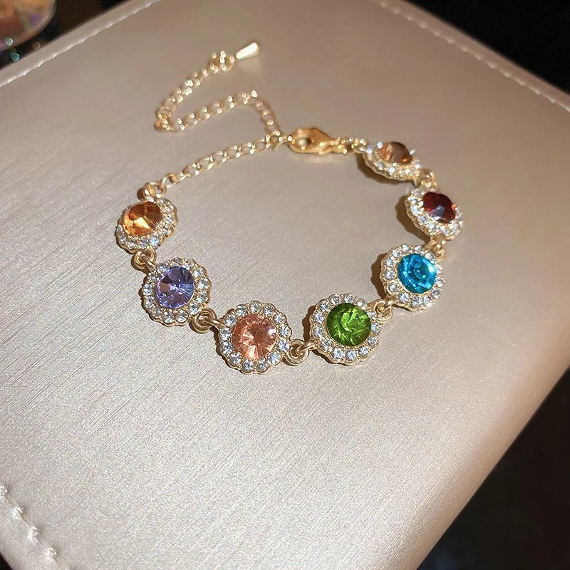 Rotterdam Kly-Collier Ras du Cou avec Strass Colorés, Géométrique, Rond, Carré, Clip, Bijoux de Mariage pour Femme Patiente