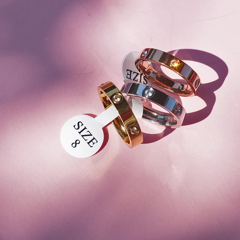 Bague Unisexe Zircon Acier Inoxydable - Tendance Luxe 2025
