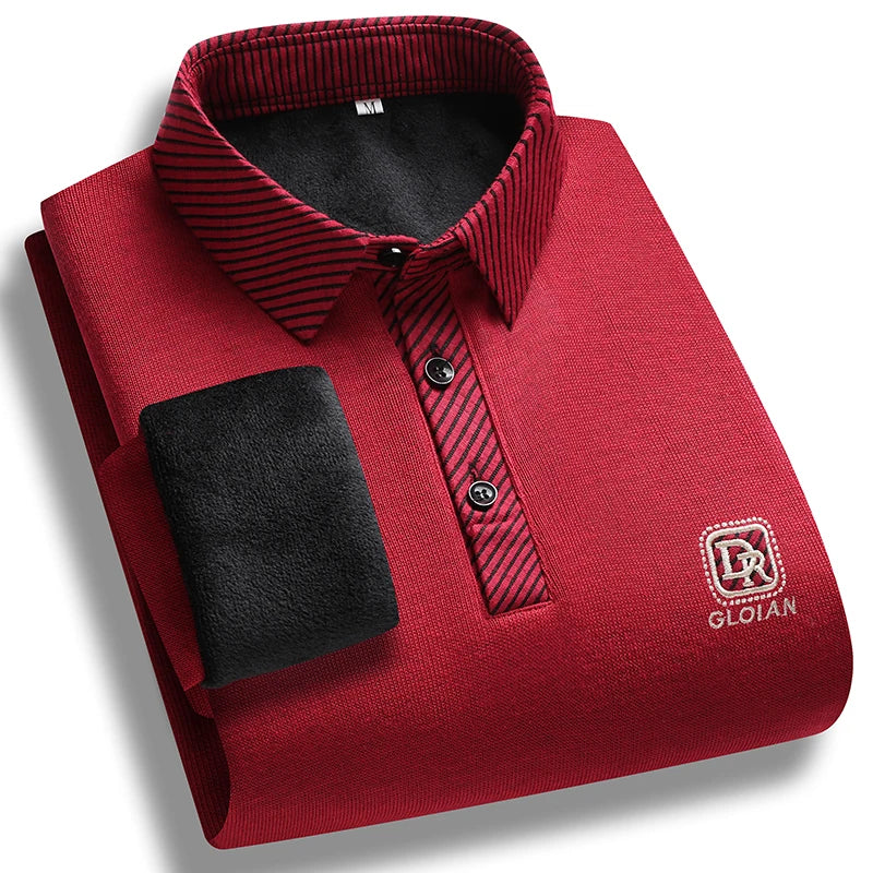 Pull d'hiver en polaire pour hommes, col Polo, coupe cintrée, élégant, marque de luxe, faux deux pièces, pulls tricotés - Lencensa