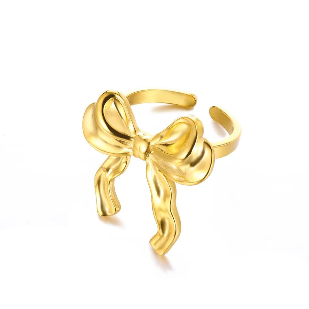 Bague Zircon Dorée Acier Inoxydable - Style Y2K Tendance 2025