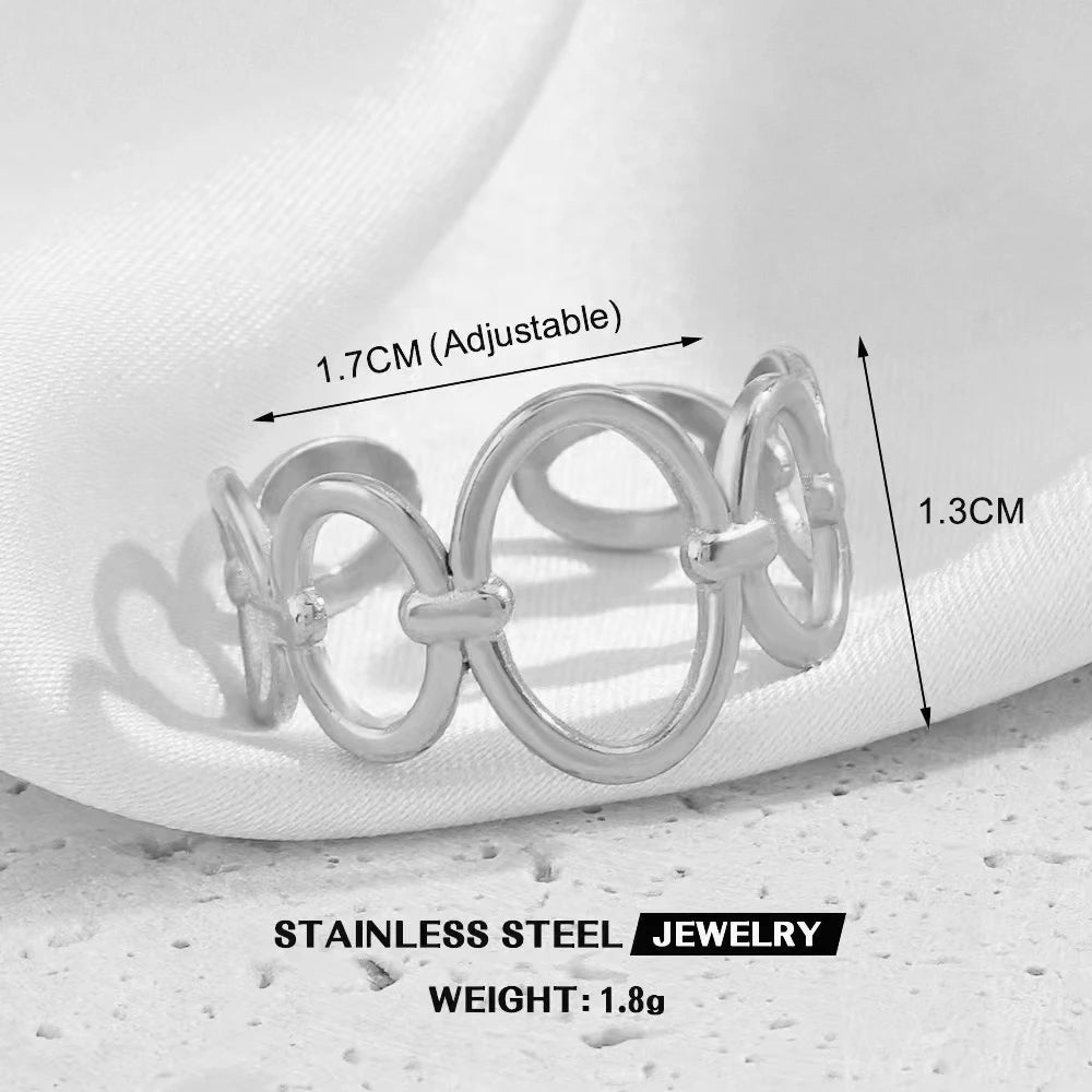 Bague en forme de cœur en acier inoxydable pour femmes, couleur or, anneau creux en métal, Bijoux étanches, cadeau pour petite amie