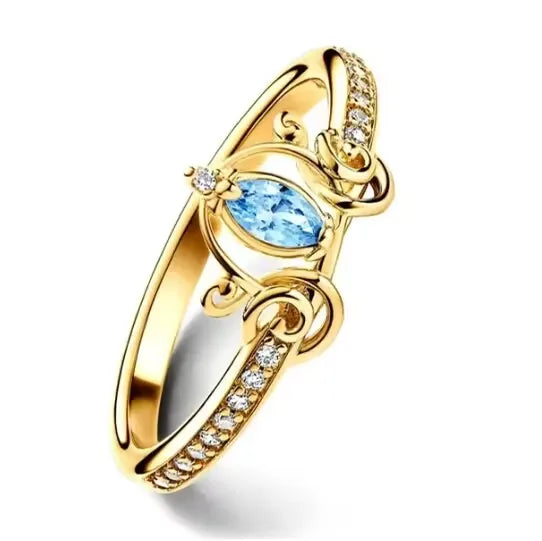 Miniso 925 originaux argent 18K plaqué or princesse voiture coeur Mickey Minnie bague de mariage ensemble pour femme Tiki bijoux cadeau de fête