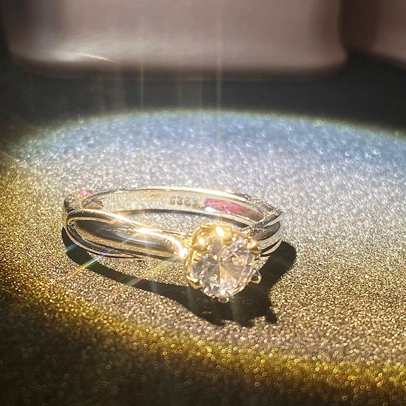 Bague Or 18K Moissanite Naturelle - Bijou Couple Mariage Premium