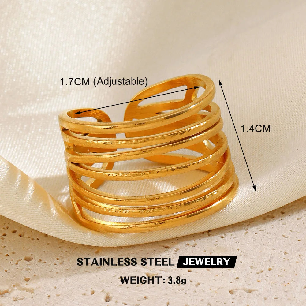 Bague en forme de cœur en acier inoxydable pour femmes, couleur or, anneau creux en métal, Bijoux étanches, cadeau pour petite amie