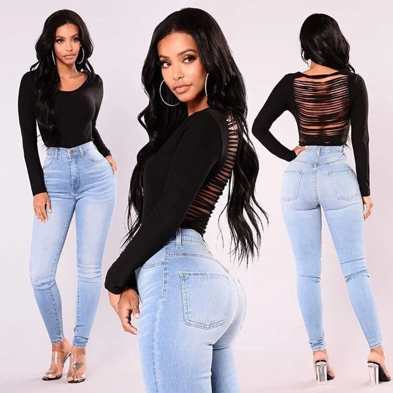 Jean Premium Femme Taille Haute - Denim Stretch Haute Qualité Push-Up