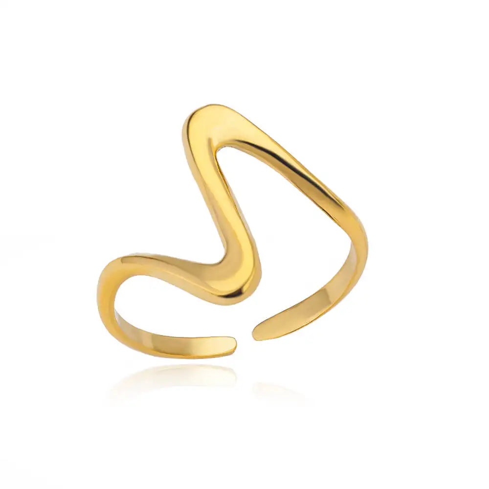 Bague Zircon Dorée Acier Inoxydable - Style Y2K Tendance 2025