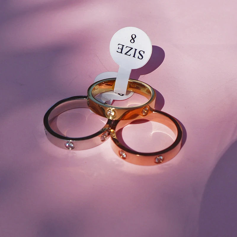 Bague Unisexe Zircon Acier Inoxydable - Tendance Luxe 2025