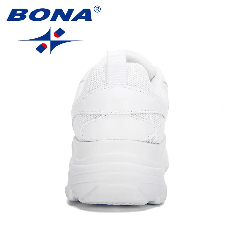 Baskets Femme Blanches Plateforme - Chaussures Plates Décontractées
