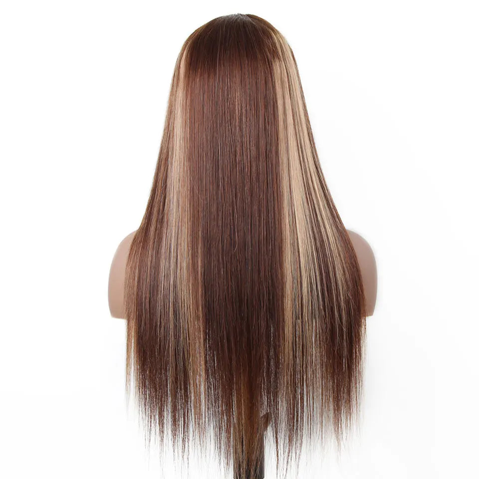 Wear matchs Go-Perruque Brésilienne Naturelle Sans Colle, Cheveux Lisses à Reflets, 4x4 HD, Prêt à l'Emploi