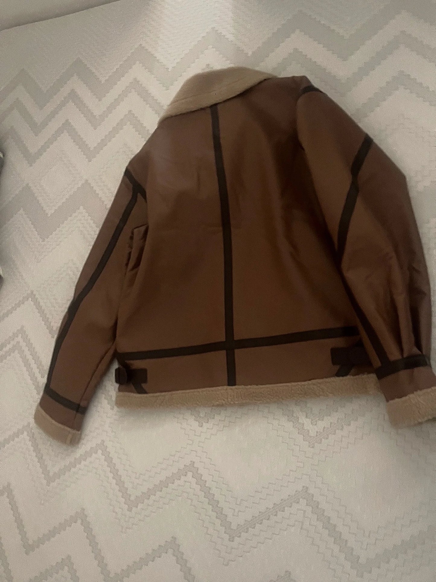 Veste Daim Premium Lencensa - Hiver Fausse Peau Mouton Moto - Qualité Exceptionnelle Vintage