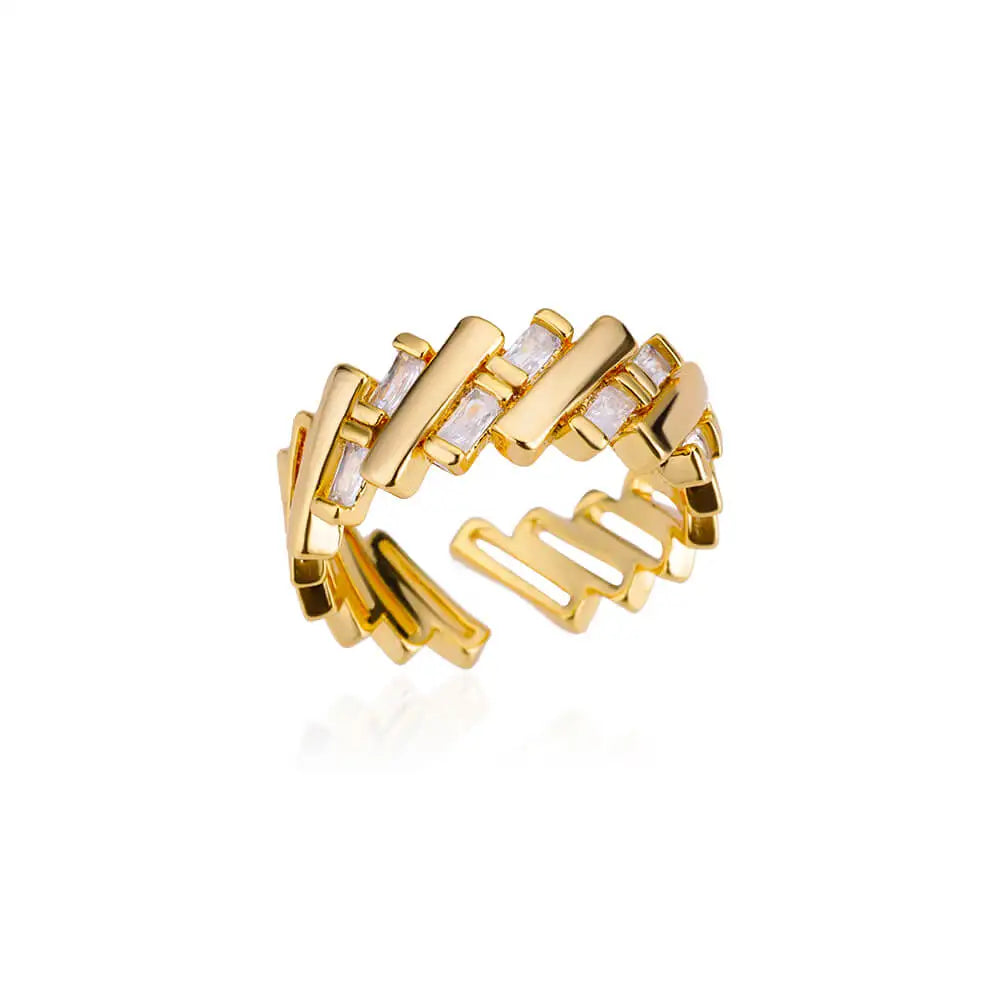 Bague Zircon Dorée Acier Inoxydable - Style Y2K Tendance 2025