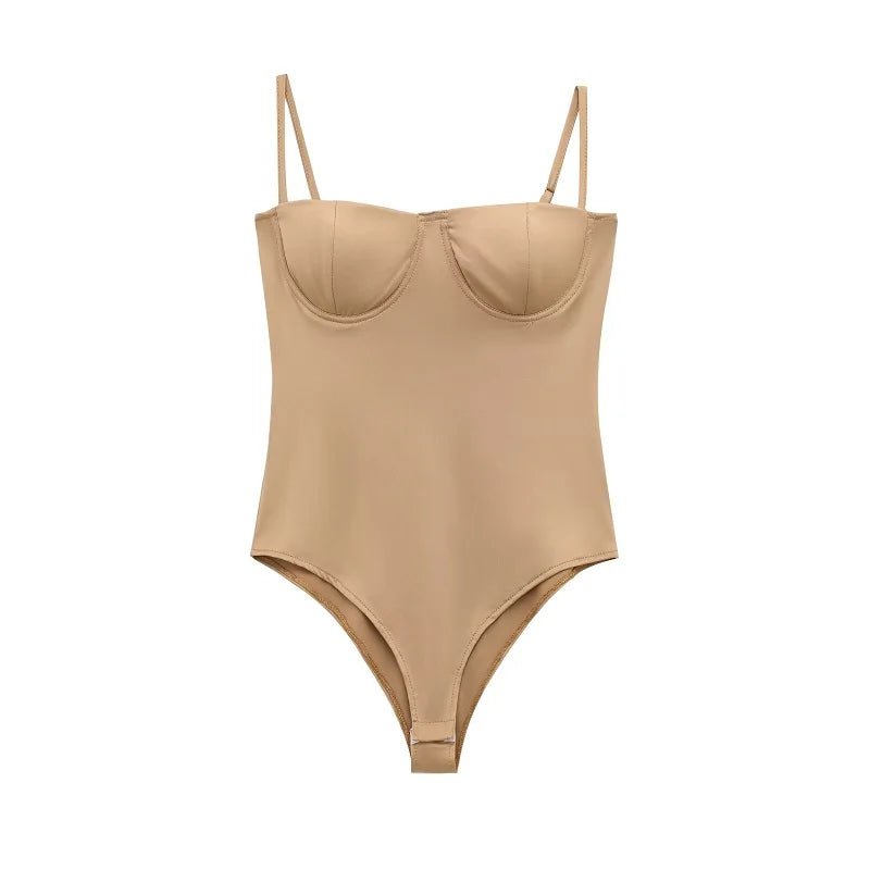 MUJER Sexy Satin Body Femmes Dos Nu Bustier Top Femmes Sexy Tenues Lingerie Bodys pour Femmes Sans Manches Femmes Top Body