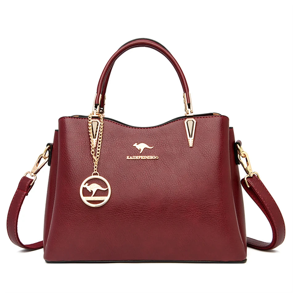 Sac à Main de Luxe en Cuir Souple pour Femme, Sacoche à Bandoulière de Styliste à 3 Couches, Fourre-Tout de Grande Capacité, 2022