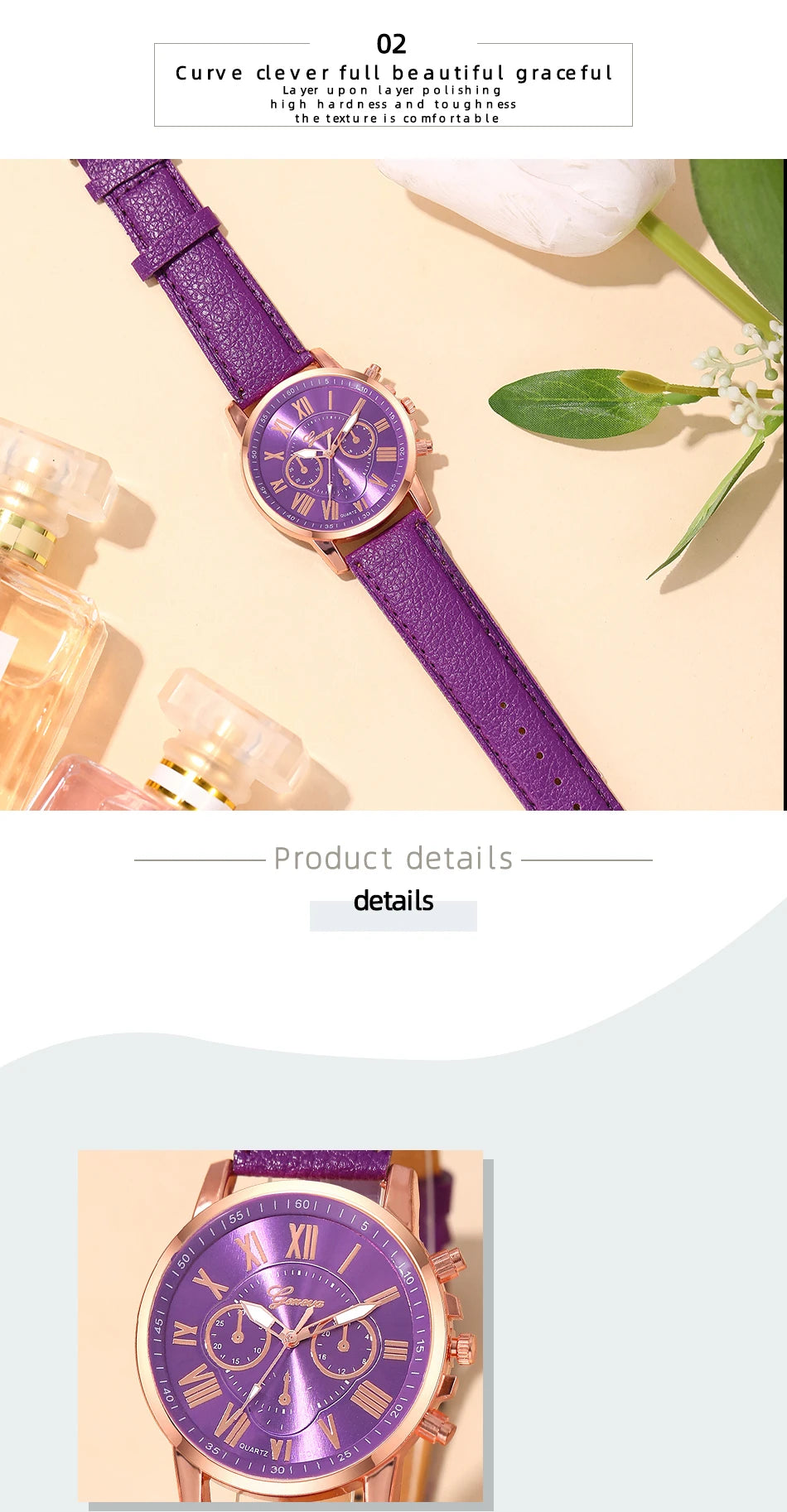 Reloj Mujer Mode Femmes Montres Dames Violet En Cuir Quartz Montre-Bracelet pour Femmes Bussiness Casual Montre Relogio Feminino