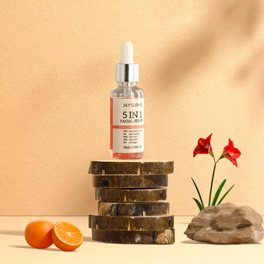 Sérum visage 5 en 1, hydratant, blanchissant, anti-déformable, anti-âge, vitamine C et acide hyaluronique pour réduire les pores, 30ml