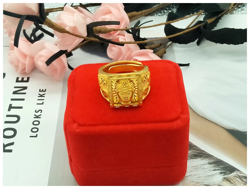 Véritables matiques en or 18 carats pour hommes, matiques de document, père, frère, tête de bouddha, religion, ne se décolore pas, bijoux fins, cadeaux, 100%